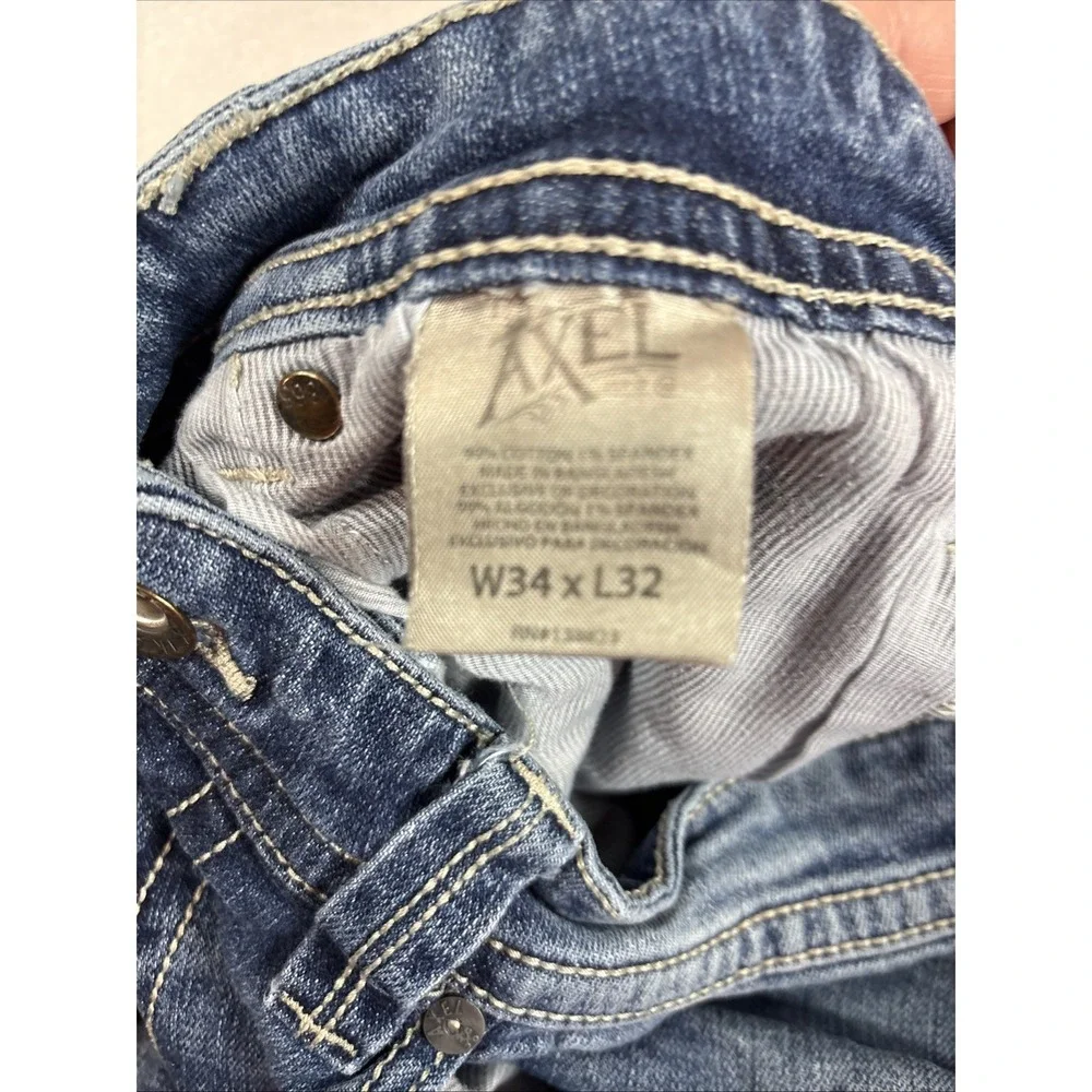 TK Axel Jeans Mens 34x30‎ Blue Slim Boot Stretch Denim Western Pocket Mid Rise